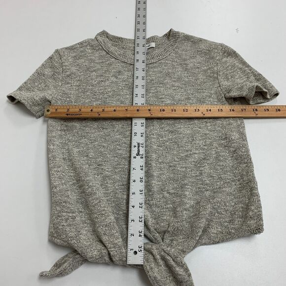 Madewell Sweater Tee Womens 2XS XXS Gray Knot Front Detail Cropped Fit Cotton - Picture 6 of 13